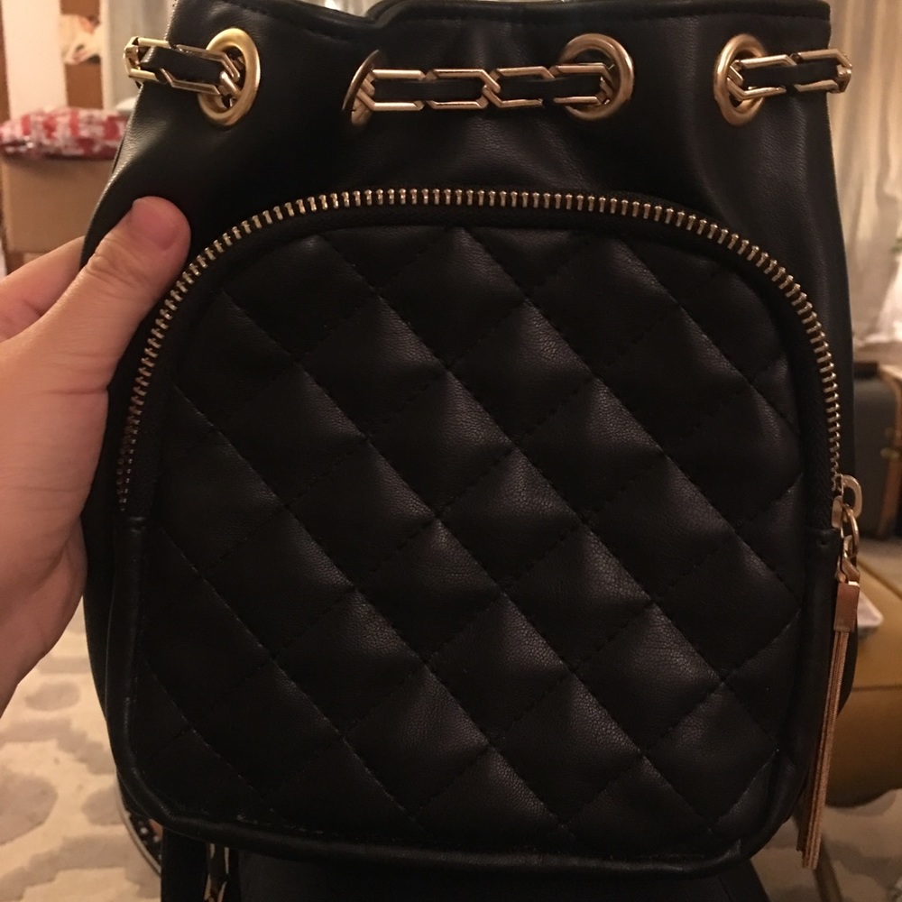 Free People Black Quilted Small Backpack